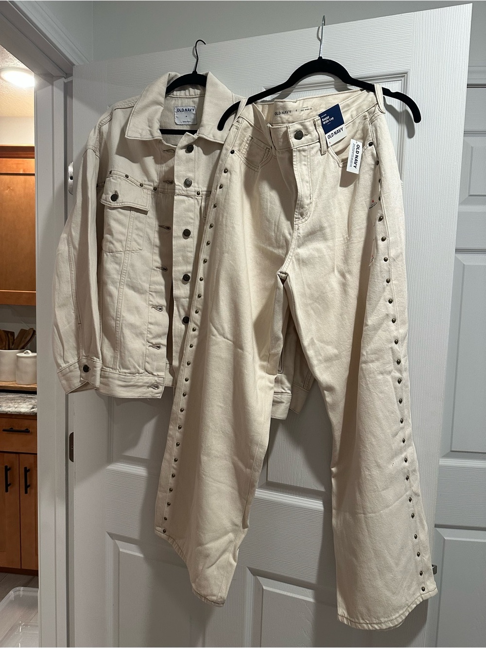 Old Navy Ivory Studded Denim Jacket and Jeans Set
